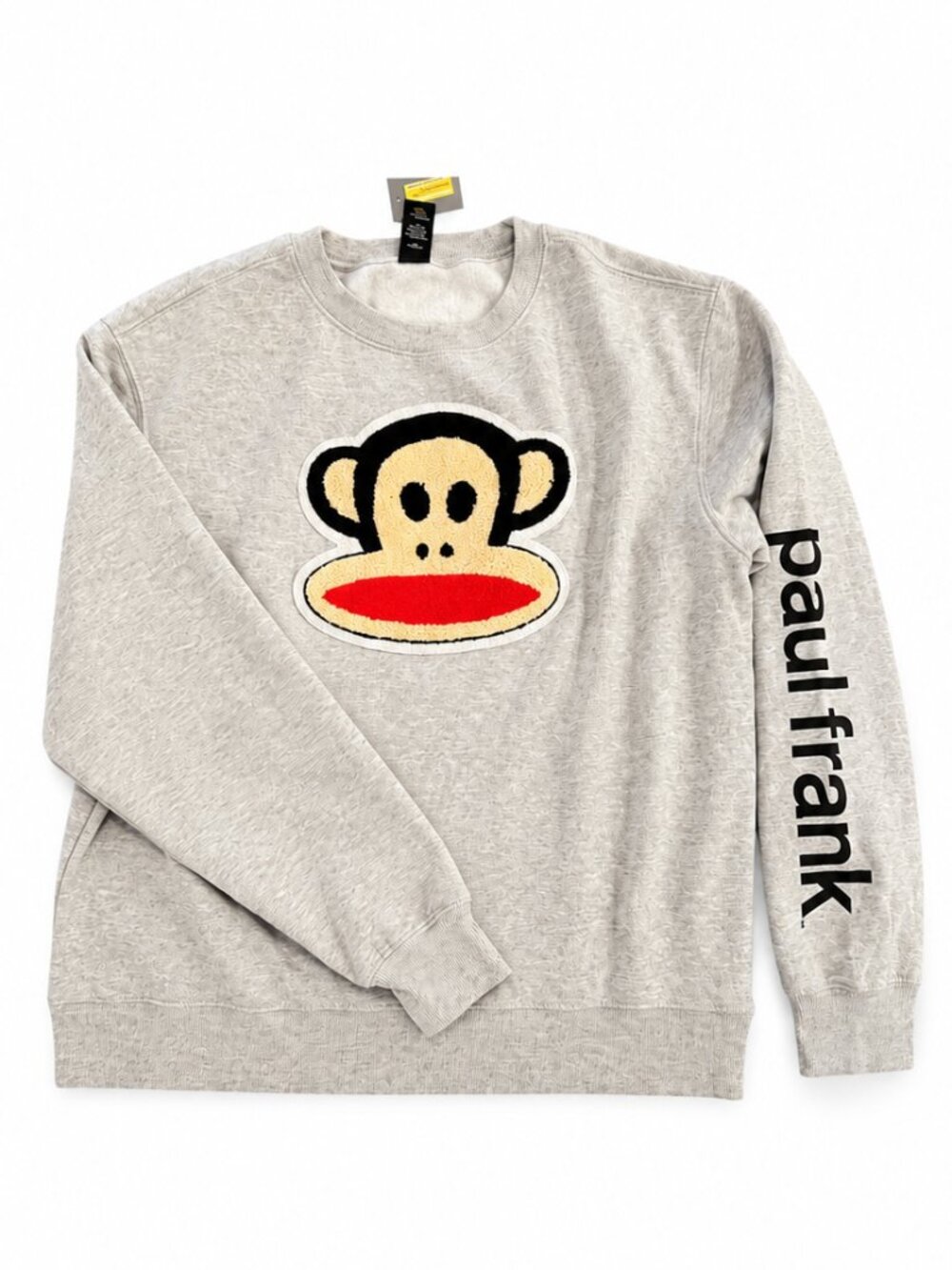 Paul Frank Julius Monkey Sweatshirt Women’s XL Gray Chenille Patch Y2K Graphic